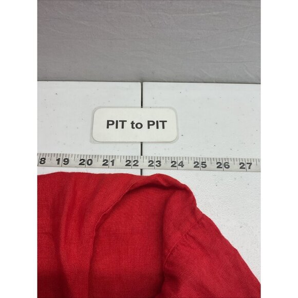 Valentina Naldi Womens size M Red 100% Linen Blouse Ruffles Made in Italy - Picture 3 of 8